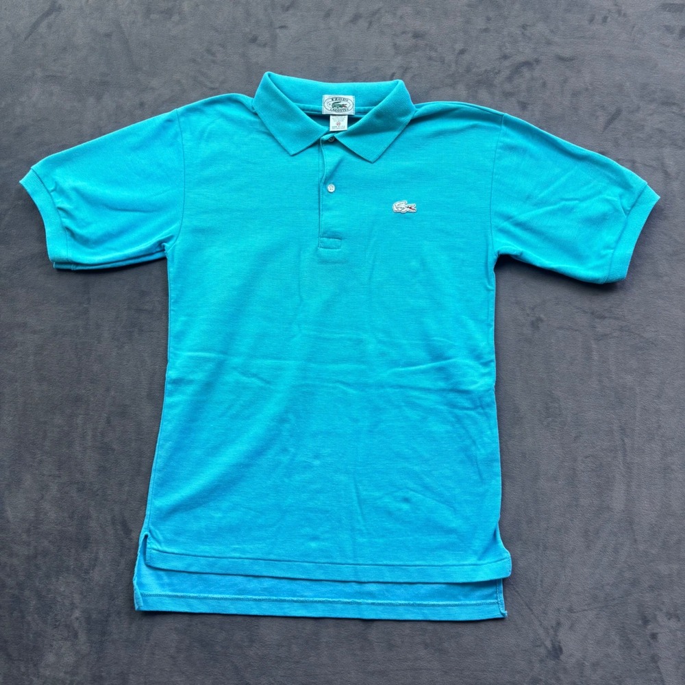 Vintage Izod Lacoste Polo Shirt Turquoise Blue Pique Knit Size 20 Made in USA